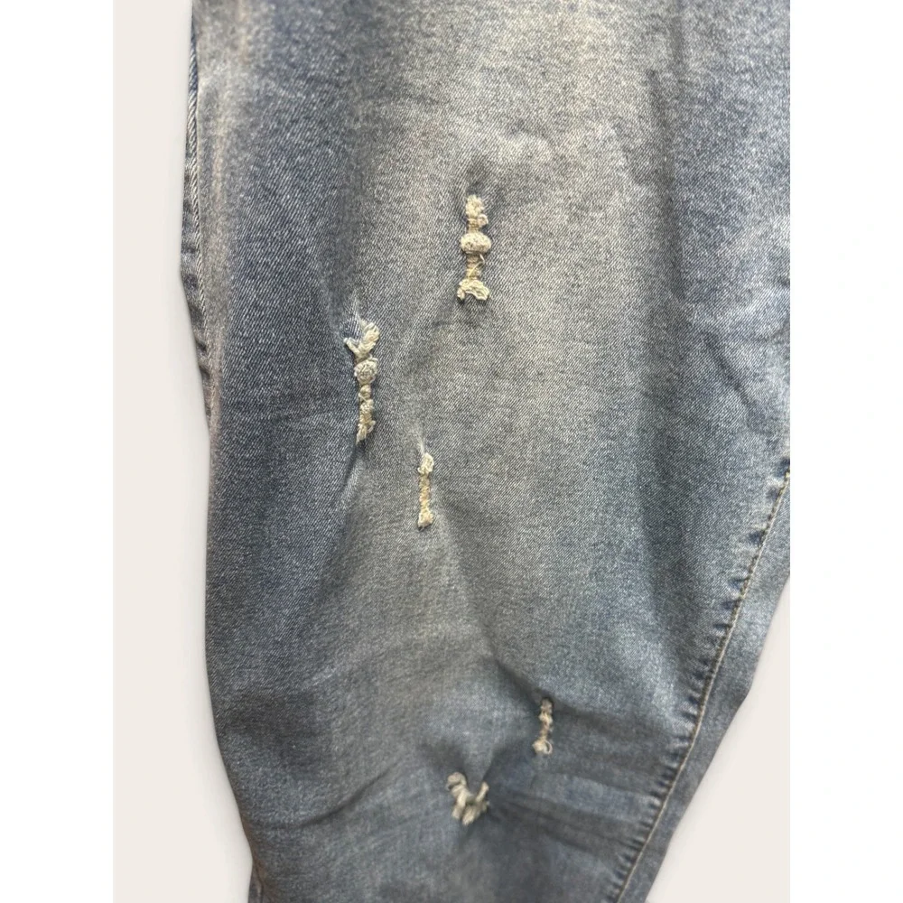 Distressed Medium Wash Cropped Jeans Raw Hem Ripped Denim Size 3XL 20